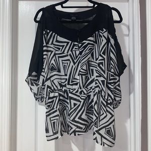 Black and White Pattern Blouse - LARGE